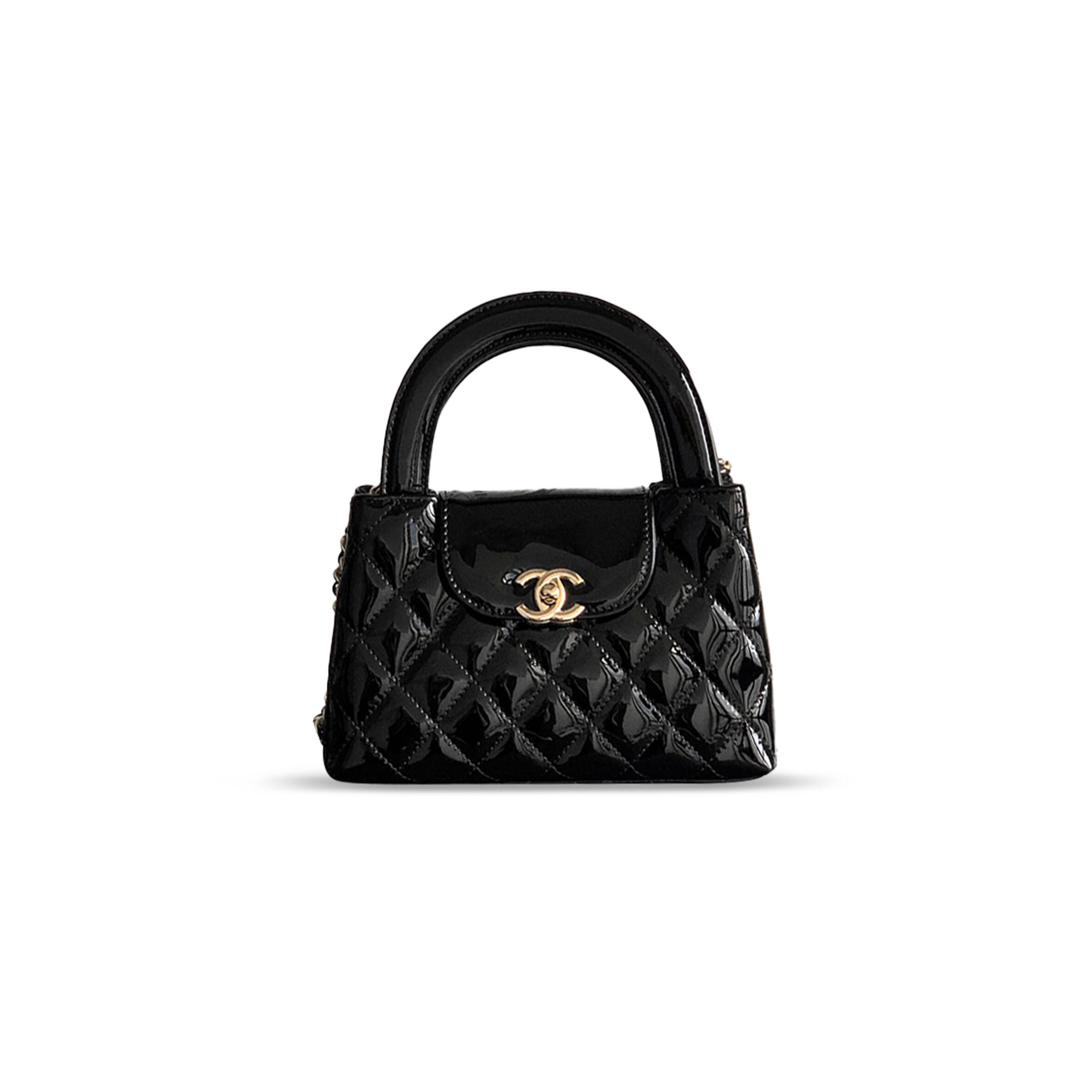 Ch*el 25a mini kelly bag patent calfskin as4416 (19*13*7cm)